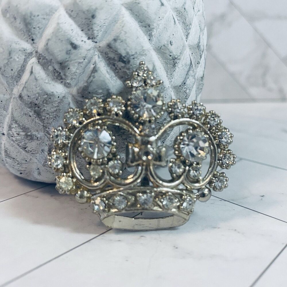 Vintage Rhinestone Royal Crown Brooch Pin